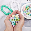 Globleland 140Pcs 7 Colors Spray Painted Wood European Beads WOOD-GL0001-18-3