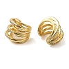 Brass Micro Pave Clear Cubic Zirconia Cuff Earrings for Women EJEW-B057-05G-2