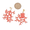 Star with Coral Handmade Glass Seed Beads Tassel Stud Earrings EJEW-MZ00472-6