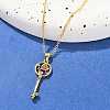Brass Micro Pave Cubic Zirconia Heart Key Pendant Necklaces for Women NJEW-R027-03G-02-1