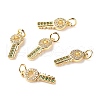 Brass Micro Pave Green & Clear Cubic Zirconia Pendants ZIRC-P094-02G-RS-1