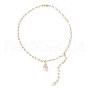 Shell Pearl Octopus Teardrop Pendant Brass & 304 Stainless Steel Chain Necklaces for Women NJEW-JN05310-4