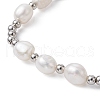 4Pcs 4 Style Natural Pearl & Brass Beaded Stretch Bracelets Set for Women BJEW-JB09662-02-4