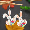 Cute Easter Bunny Rabbit Wooden Dangle Earrings IH8220-2-1