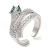 Cubic Zirconia Snake Open Cuff Rings RJEW-M148-09P-3