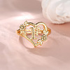Heart with Flower Hollow Out Brass Finger Rings FS-WG99C3E-06-1