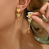Elegant Brass Clear Cubic Zirconia Tassel Butterfly Stud Earrings GA6839-4