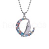 Alloy Colorful Rhinestone Howling Wolf with Moon Pendant Necklaces for Kid FS-WG51000-02-2