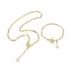 Mother's Day Jewellery Oval Natural Cultured Freshwater Pearl Pendant Necklaces & Bracelets Jewelry Sets SJEW-JS01300-1