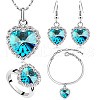 Heart Alloy with Crystal Pendant Necklace & Dangle Earring & Charm Bracelet & Ring FS-WGCCC64-01-2