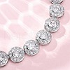 Brass Micro Pave Clear Cubic Zirconia Flat Round Link Chain Bracelets for Women BJEW-A034-01P-5