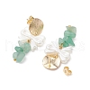 Natural Green Aventurine Chip & Bowknot ABS Imitation Pearl Dangle Earrings EJEW-JE05894-4