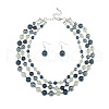 Resin Imitation Pearl Round Beaded Multilayer Necklaces & Dangle Earrings Sets WG4EAB6-03-2
