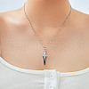 Brass Clear Cubic Zirconia Sword Pendant Necklaces VF7385-1-1