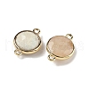 Brass Pave Natural Mixed Stone Faceted Flat Round Connector Charms G-U028-04G-3