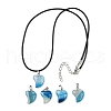 Dyed Natural Banded Agate Heart Pendant Necklaces NJEW-G166-01C-1