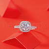 Rhodium Plated 925 Sterling Silver Micro Pave 6.5x3.9mm Moissanite Adjustable Rings for Women WGFA800-03-3