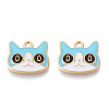 Light Gold Plated Alloy Kitten Pendants X-ENAM-T009-41A-2