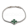 Clover Brass Micro Pave Cubic Zirconia Link Bracelets BJEW-C055-03P-1