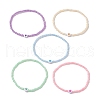 5Pcs 5 Colors Heart Acrylic & Glass Seed Beaded Stretch Bracelet Sets BJEW-JB10476-1