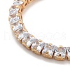 Brass Pave Clear Cubic Zirconia Square Box Chain Slider Bracelets BJEW-YWC0002-10B-G-2