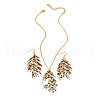 Leaf Leopard Print Alloy Pendant Necklaces & Dangle Earrings Sets FS-WG98753-01-5