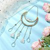 Nuggets Natural Quartz Crystal & Labradorite Chip & Brass Moon Hanging Ornaments HJEW-JM02566-2