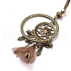 Alloy Woven Net with Feather Pendant Necklace with Wood Beads NJEW-P261-03AB-3