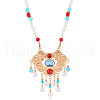 Ancient Style 6mm Imitation Pearl Round Beaded Alloy Cloud Pendant Hanfu Long Necklaces UX7679-3-1