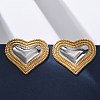 304 Stainless Steel Two Tone Stud Earrings EJEW-Z109-05GP-01-1