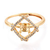 Brass Micro Pave Clear Cubic Zirconia Adjustable Ring Settings KK-T076-10G-2