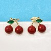 Brass Enamel Stud Earrings EJEW-G430-06A-G-1