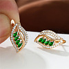 Leaf Brass Micro Pave Cubic Zirconia Hoop Earrings WG08CC9-07-1