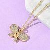 Brass Micro Pave Clear Cubic Zirconia Pendant Necklaces NJEW-D306-01G-A-4
