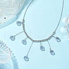 Glass Teardrop Charms Necklaces NJEW-TA00149-2