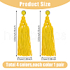 FIBLOOM 4 Pairs 4 Colors Polyester Tassels Earrings with Seed Beaded EJEW-FI0002-96-2