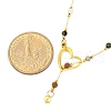 Adjustable 304 Stainless Steel & Faceted Round Mixed Gemstone Handmade Link Chain Lariat Necklaces NJEW-JN05213-5