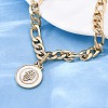 304 Stainless Steel Flat Round with Hamsa Hand Charm Bracelets BJEW-A036-13G-02-3