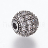 Brass Micro Pave Cubic Zirconia Beads ZIRC-E134-8mm-04-3