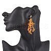 Star with Coral Handmade Glass Seed Beads Tassel Stud Earrings EJEW-MZ00472-02-3