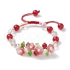 Flower Glass & Acrylic Braided Bead Adjustable Bracelets for Women BJEW-JB10446-03-1