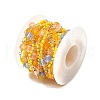 Brass Hexagonal Column Glass Seaded Beaded & Resin Round Beaded Link Chains CHC-G026-01H-3