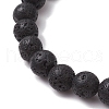 Natural Lava Rock Round Beads Stretch Bracelets BJEW-JB11489-3