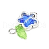 Glass Flower Pendants PALLOY-JF03865-02-4