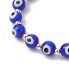 Handmade Evil Eye Lampwork Round Beads Stretch Bracelets for Men Women BJEW-JB11986-4