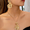 Flower Alloy Pendant Necklaces & Stud Dangle Earrings Sets FS-WG49BCF-01-2