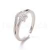 Clear Cubic Zirconia Star Open Cuff Ring RJEW-H127-03P-1