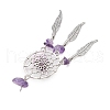 6Pcs 6 Styles Natural & Synthetic Mixed Gemstone & Alloy Woven Web/Net with Feather Big Pendants PALLOY-JF03442-5