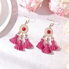 304 Stainless Steel Polycotton Tassel Chandelier Earrings EJEW-JE06452-02-1