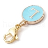 26Pcs Flat Round with Letter A~Z Alloy Enamel Pendant Decorations HJEW-JM02563-5